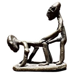 1960s Erotic Themed Couple Art African Sculpture in Bronze