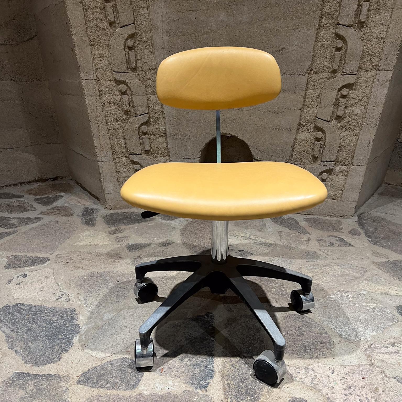 
1960s by EST industrial office leather task chair 
Grafton, WI
Stamped by maker
Aluminum with new leather upholstery.
Five-star wheel
Good quality construction with clean and modern lines.
Very comfortable!
29.5 h x 19.5 d x 18.5 w, seat adjustable