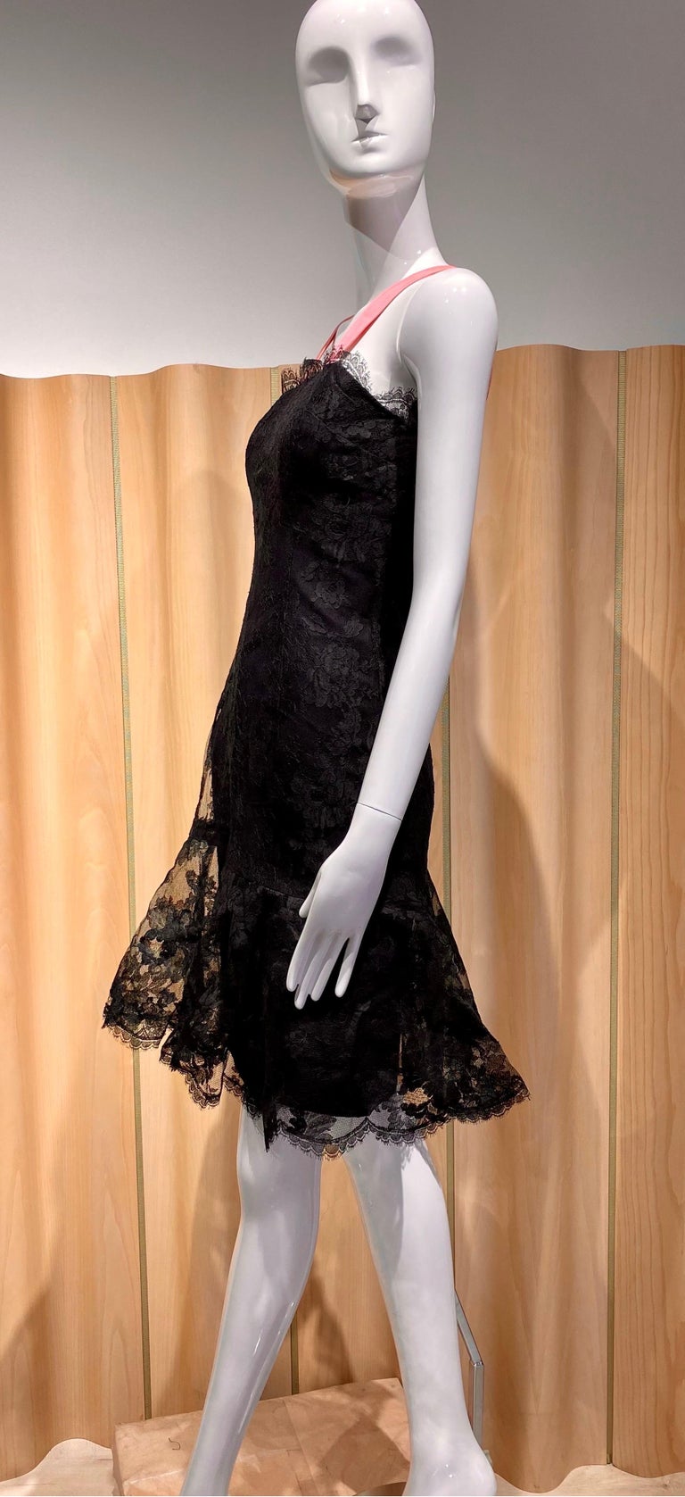 1960s Estevez Black Lace Cocktail Party Dress In Good Condition For Sale In Beverly Hills, CA