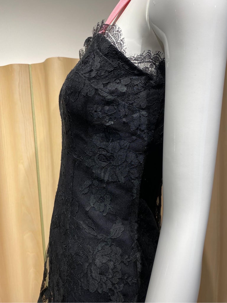 Women's 1960s Estevez Black Lace Cocktail Party Dress For Sale
