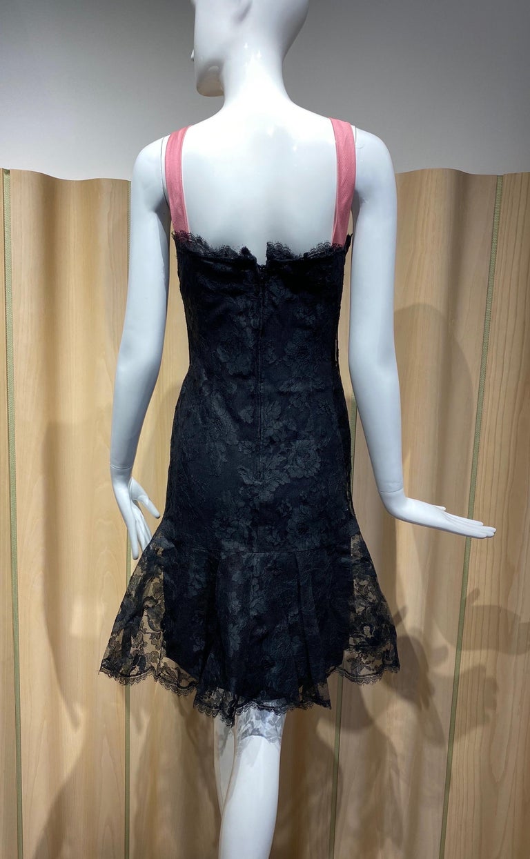 1960s Estevez Black Lace Cocktail Party Dress For Sale 1