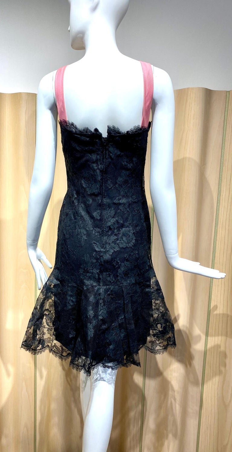 1960s Estevez Black Lace Cocktail Party Dress For Sale 3