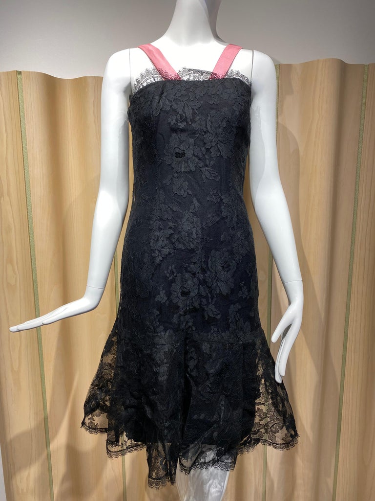1960s Estevez Black Lace Cocktail Party Dress For Sale 4