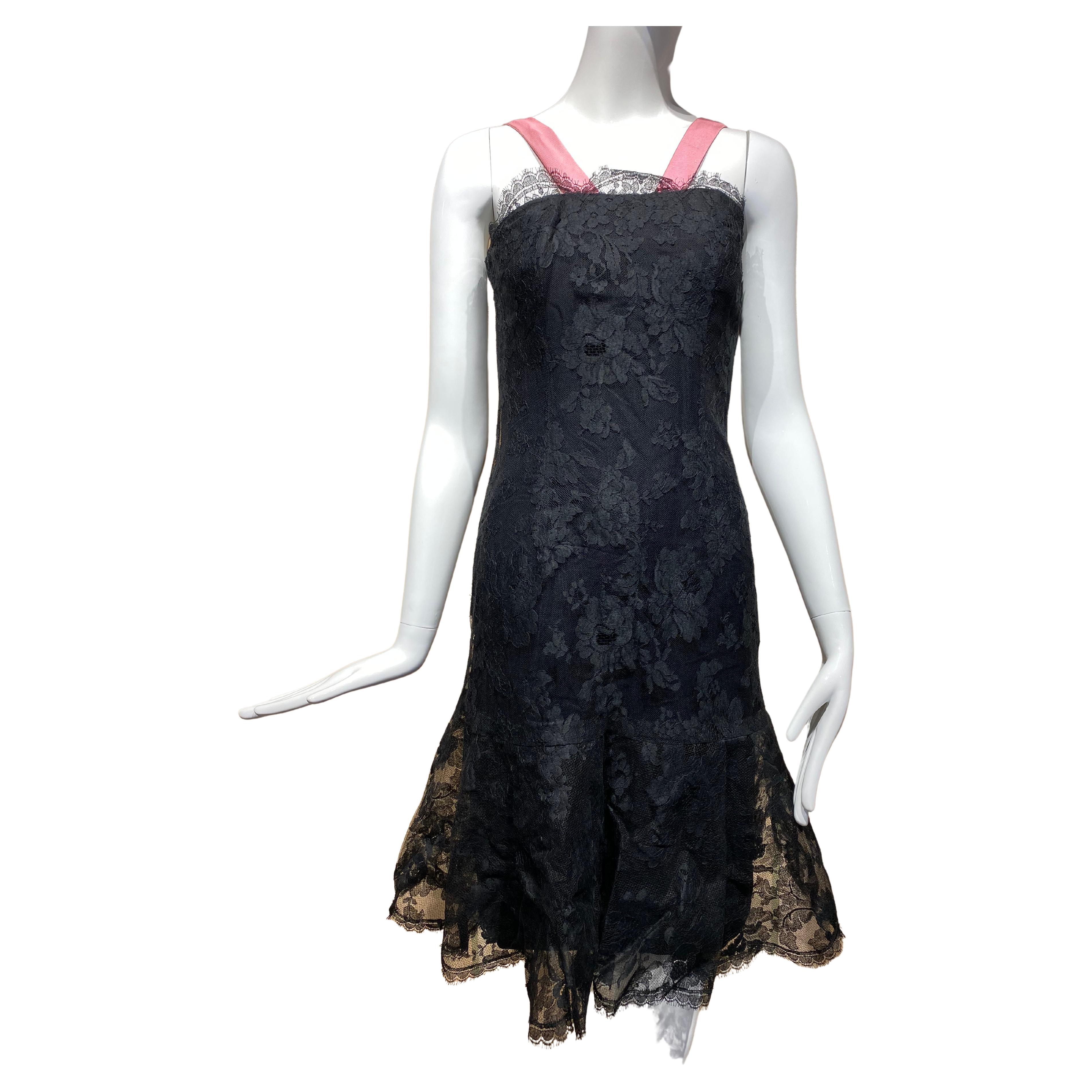 1960s Estevez Black Lace Cocktail Party Dress For Sale