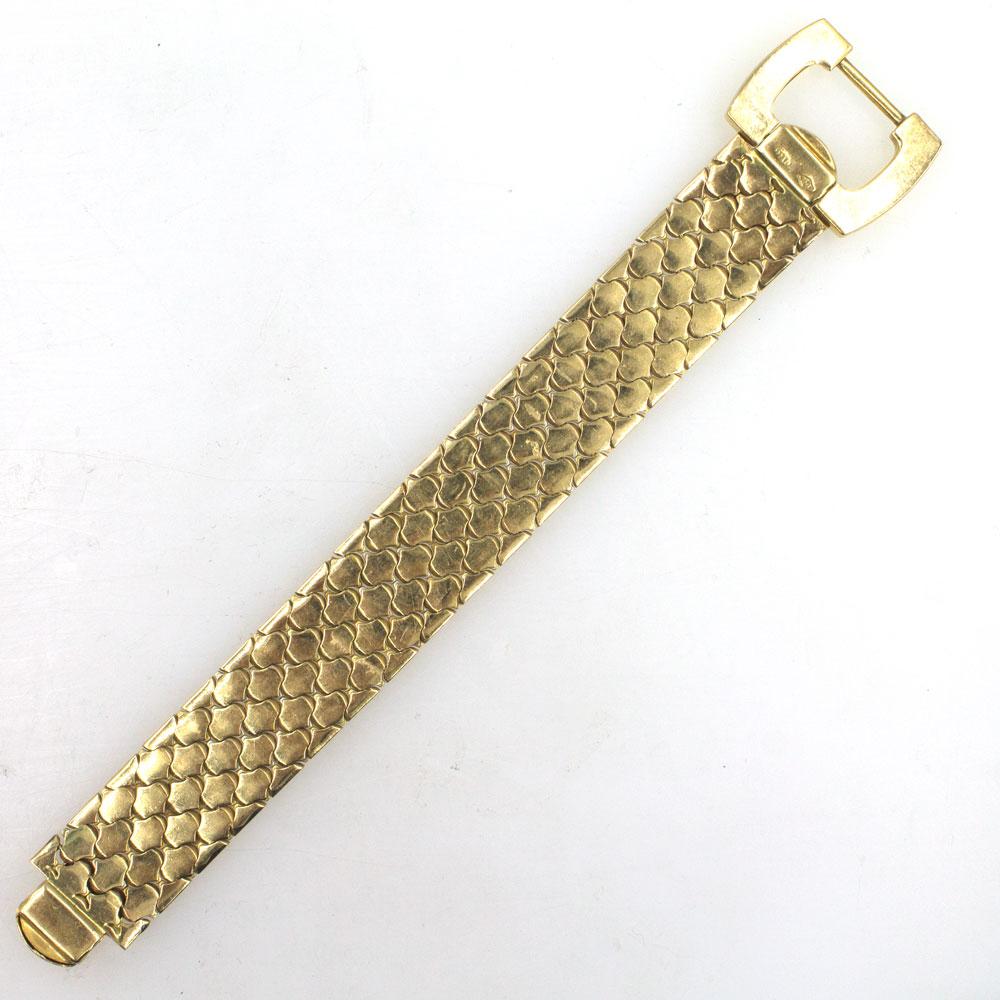 Retro 1960s Etched 18 Karat Two-Tone Gold Link Flexible Bracelet