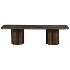1960s Etched Bronze Coffee Table by Philip and Kelvin LaVerne