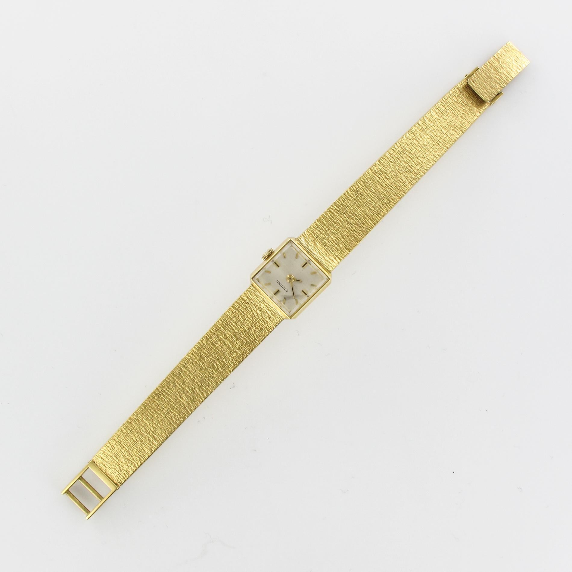 Montre rtro Eterna en or jaune 18 carats pour femmes des annes 1960 en vente 10