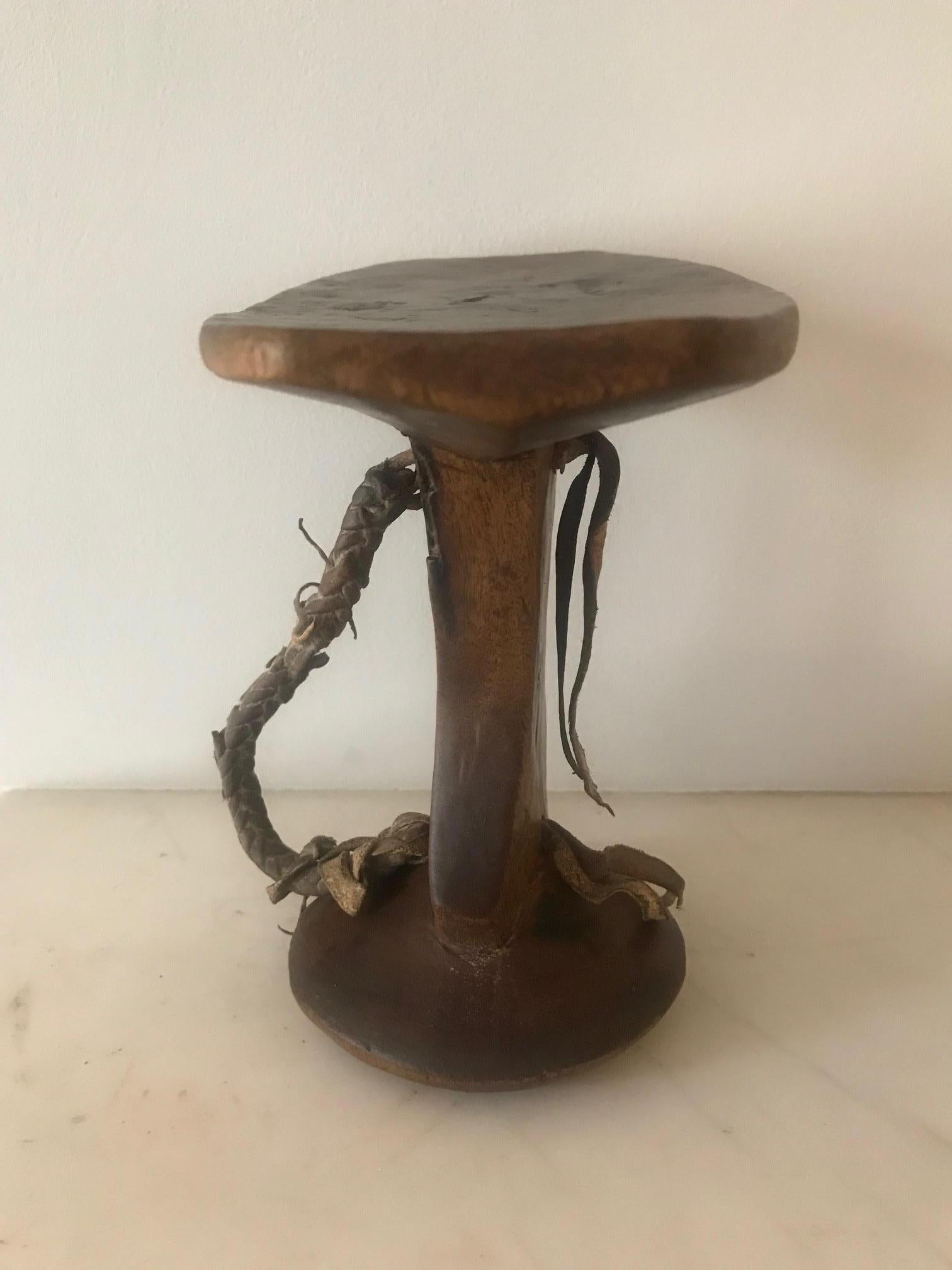 Leather 1960s Ethiopian Headrest For Sale