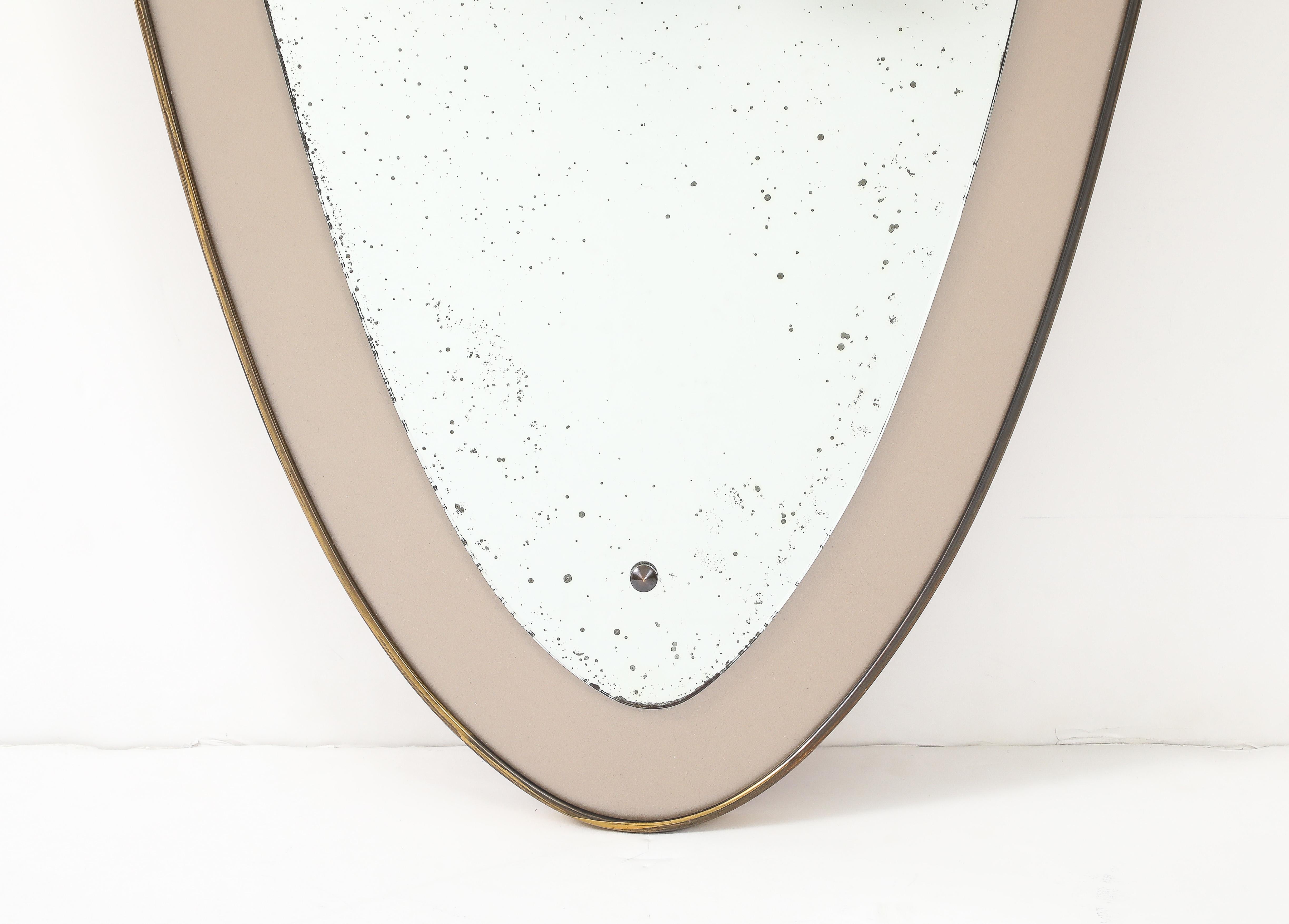 Mid-Century moderno Specchio da parete in ottone degli anni '60 attribuito a Ettore Sottsass in vendita