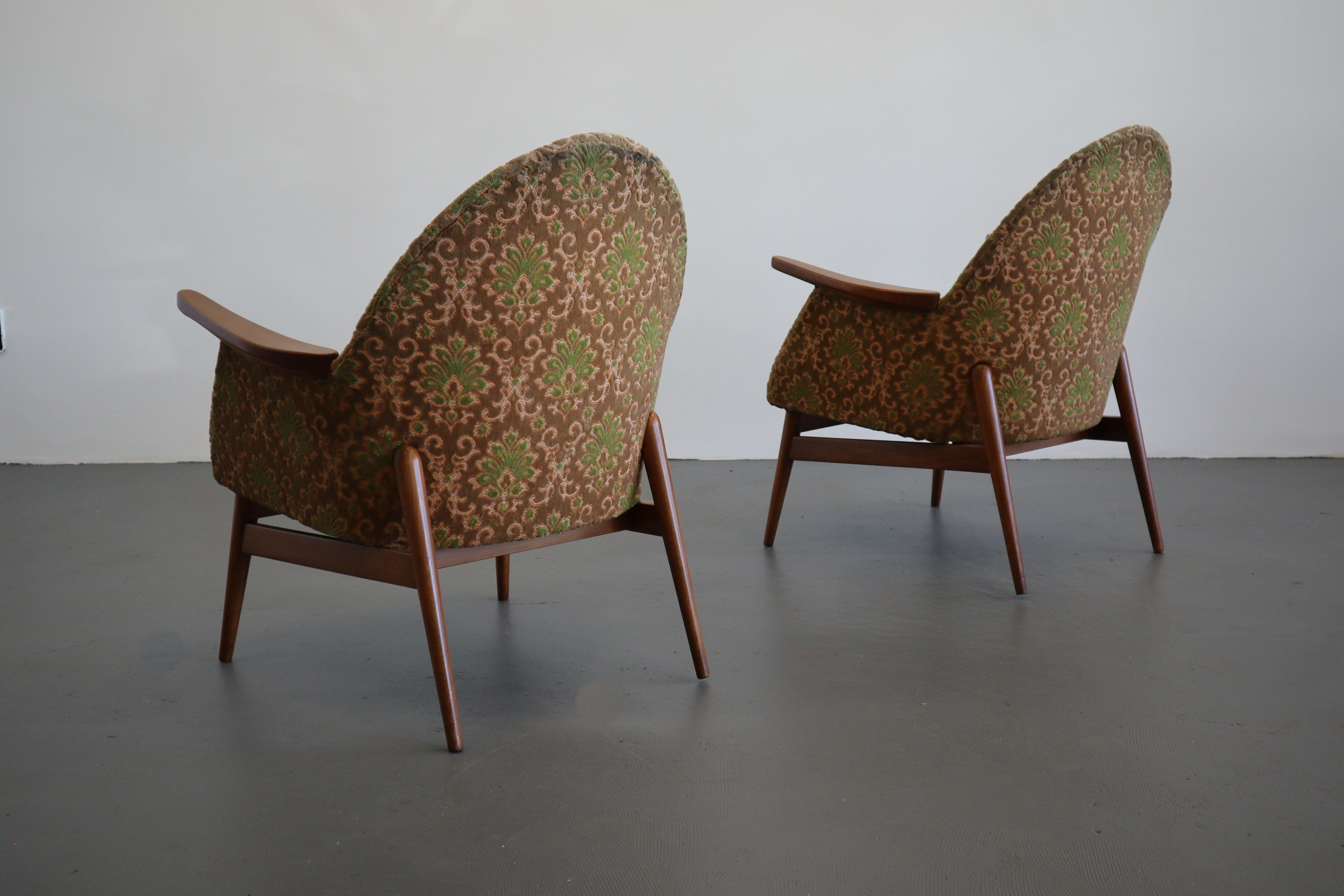 Fabric 1960's European Arm Lounge Chairs