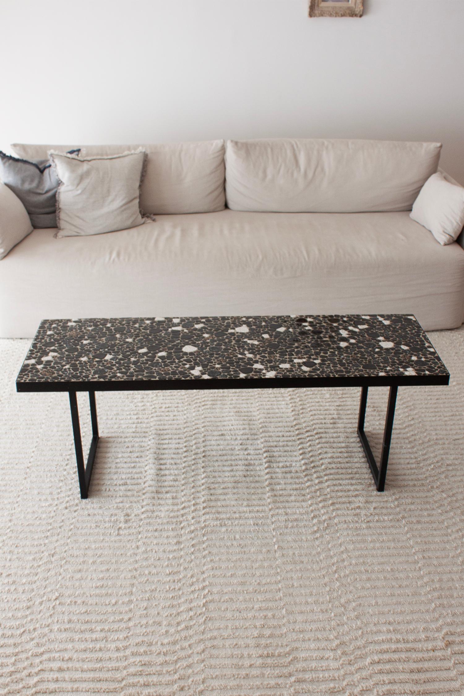 Mid-Century Modern 1960s European midcentury modern Stone Pebbles Fragment Terrazzo Coffee Table For Sale