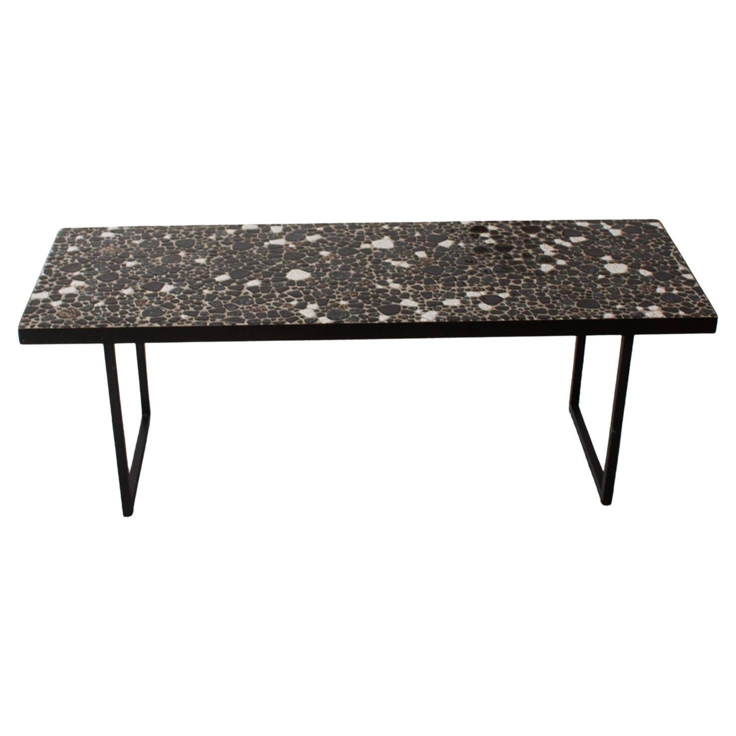 1960s European midcentury modern Stone Pebbles Fragment Terrazzo Coffee Table