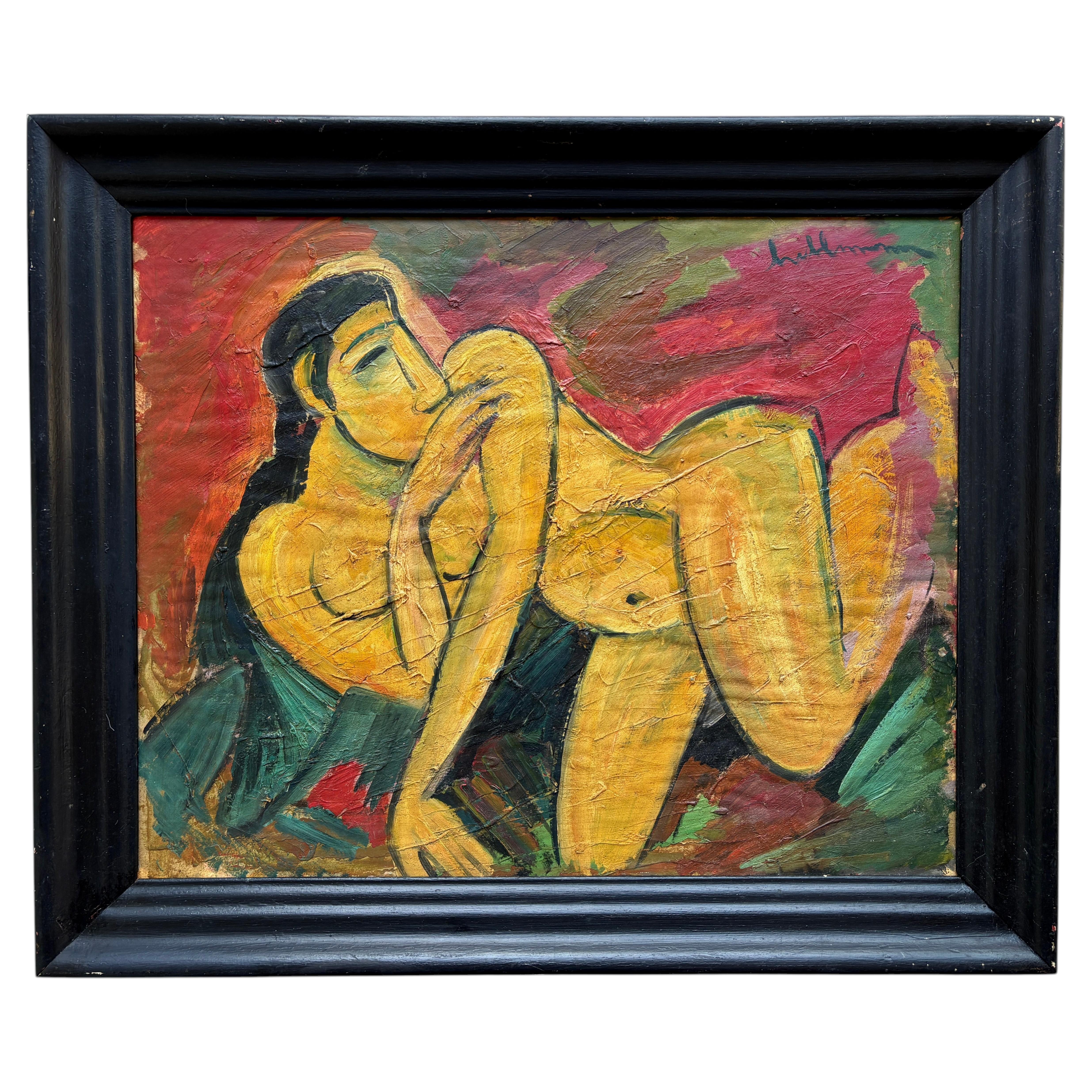 1960s European Post-War Expressionist Artwork Signed by Artist