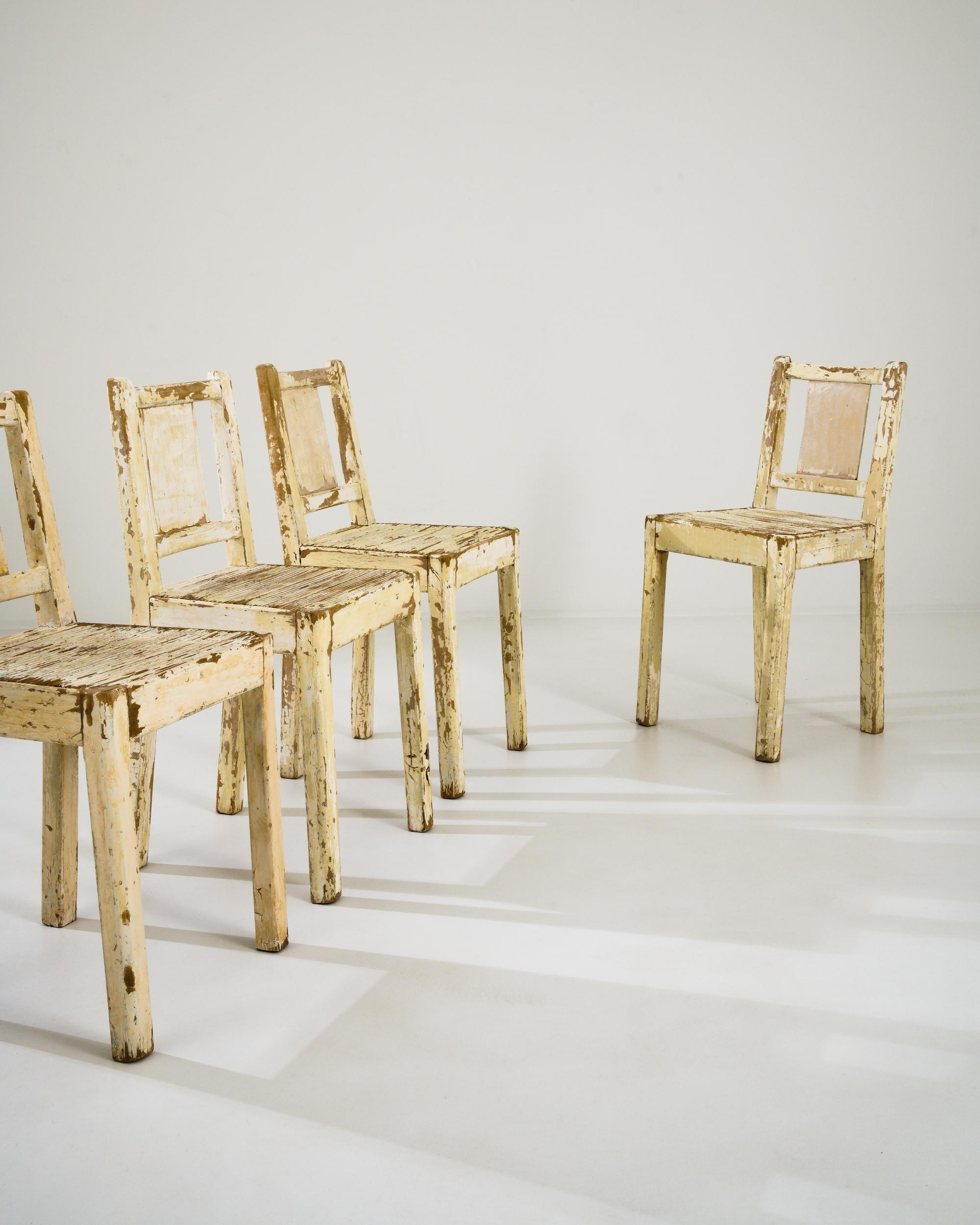 1960s European White Patinated Dining Chairs, Set of Four For Sale 7