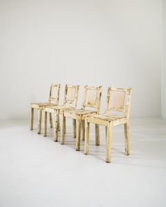 1960s European White Patinated Dining Chairs, Set of Four
