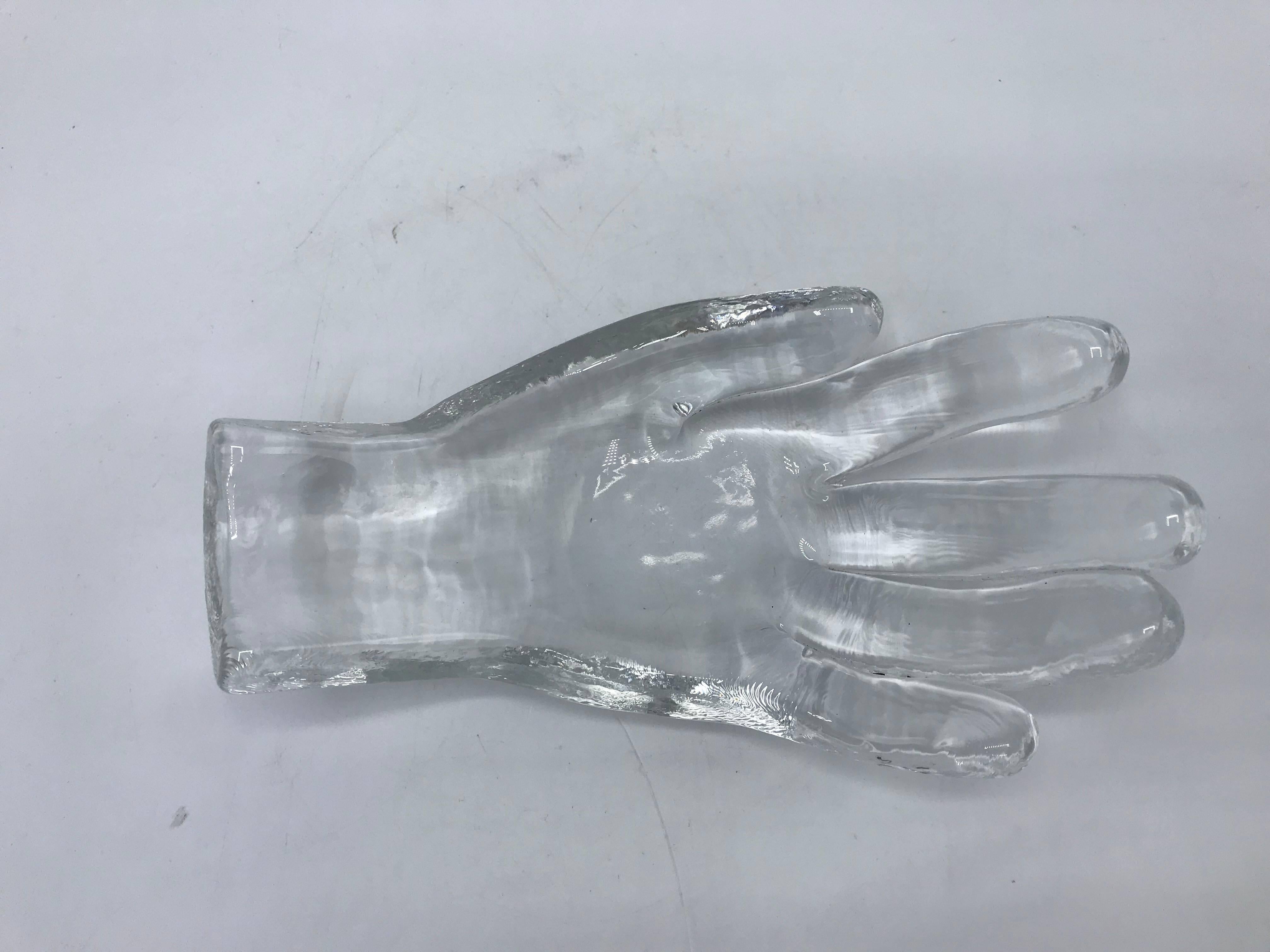 Mid-Century Modern 1960s Eva Englund Glass Hand Sculptural Catchall Dish
