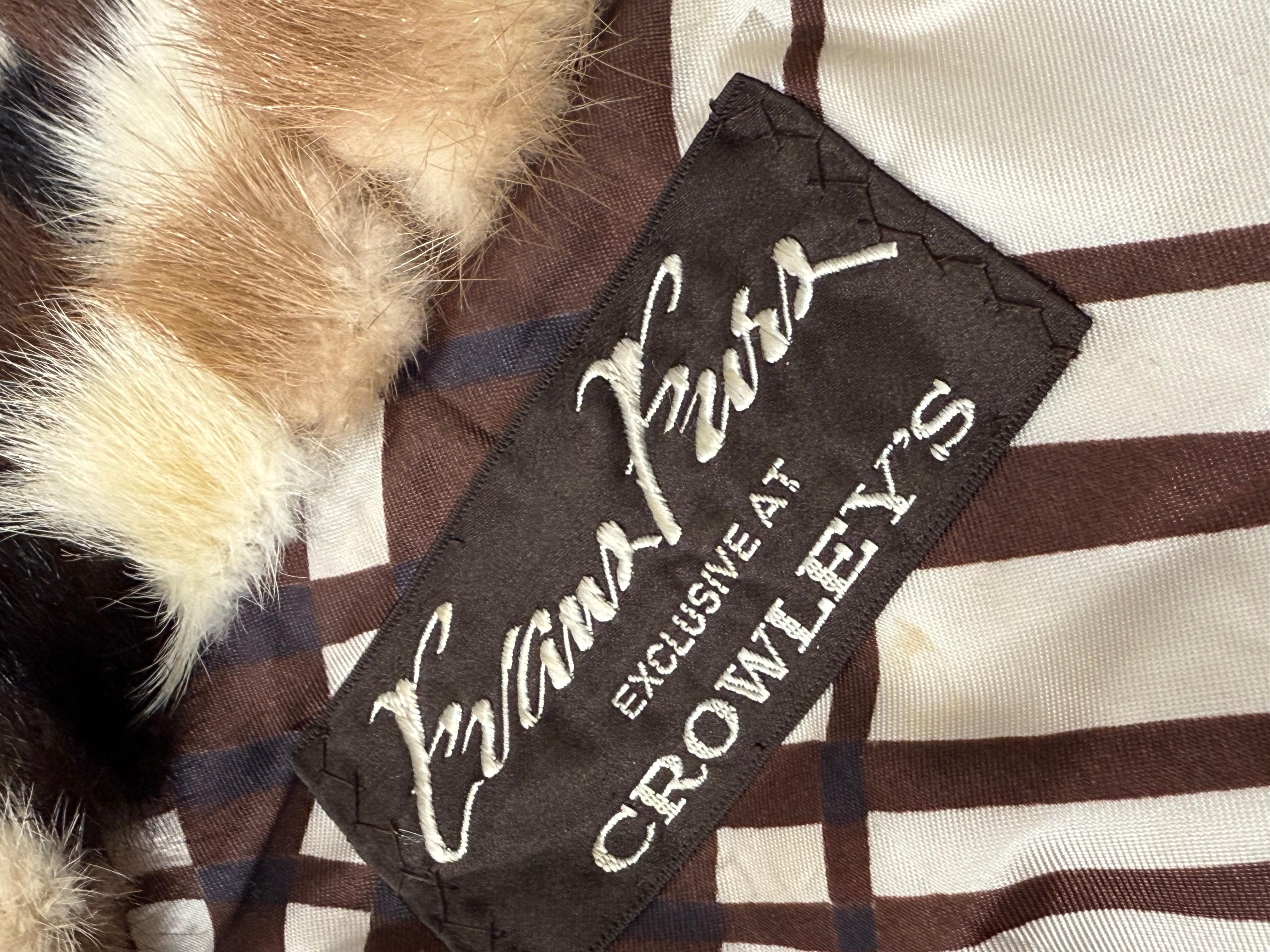 1960er Evans Furs Natural & Dyed Mink Patchwork Taille hohe Jacke w Leder Trim im Angebot 13