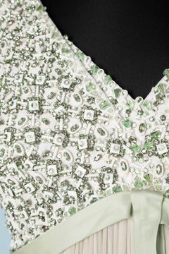 1960's evening gown embroidered top and ivory chiffon skirt