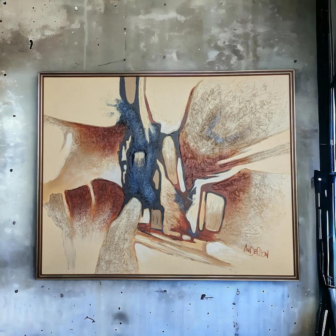 1960er Jahre Expressionistische Abstrakte Wüstenszene Ölgemälde von Anderson im Angebot 4