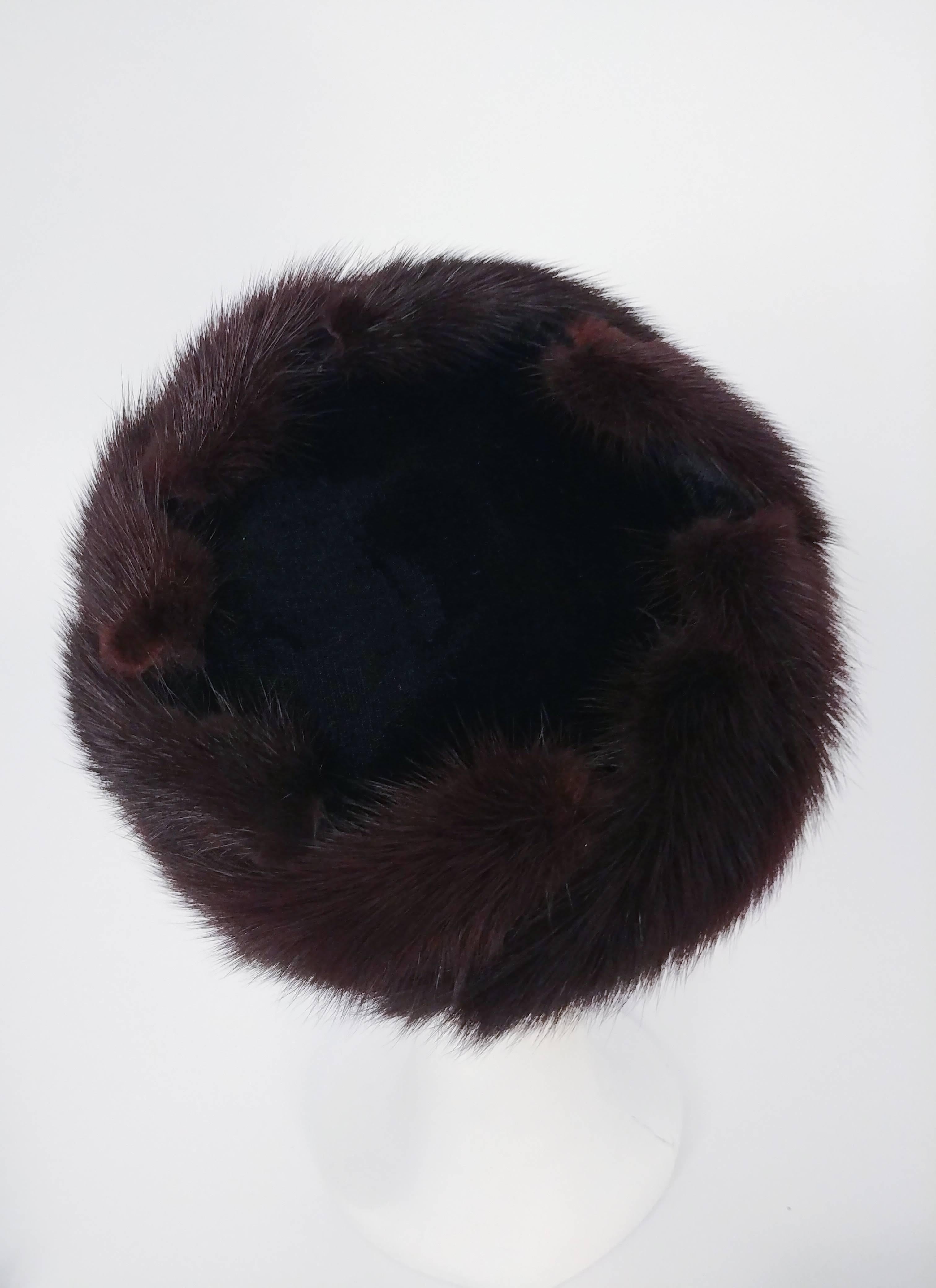 Gray 1960s Espresso Dark Brown Mink Hat For Sale