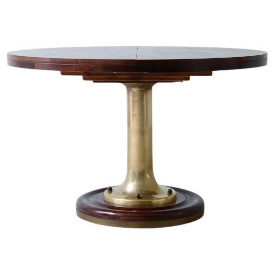 1960 Mesa de barco extensible con columna de bronce fundido en venta