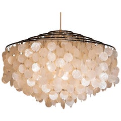 1960s:: Extra Large Capiz Shell Chandelier by Verner Panton for Luber Ag:: Swiss