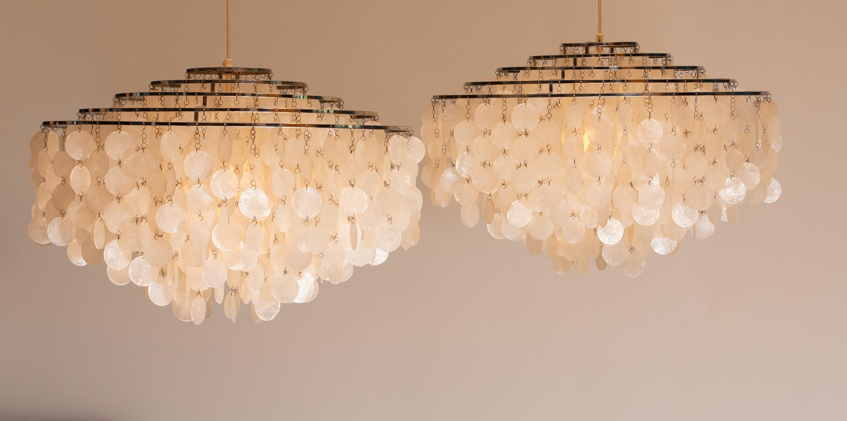1960s Extra Large Capiz Shell Chandelier by Verner Panton for Luber AG., Swiss 4