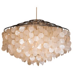 1960s Extra Large Capiz Shell Chandelier by Verner Panton for Luber AG., Swiss