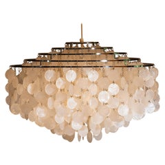 1960s, Extra Large Capiz Shell Chandelier by Verner Panton for Luber Ag, Swiss