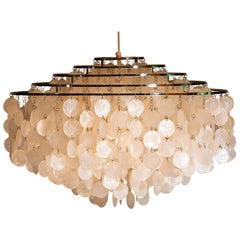 1960s, Extra Large Capiz Shell Chandelier by Verner Panton for Luber Ag, Swiss