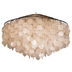 1960s, Extra Large Capiz Shell Chandelier by Verner Panton for Luber Ag, Swiss