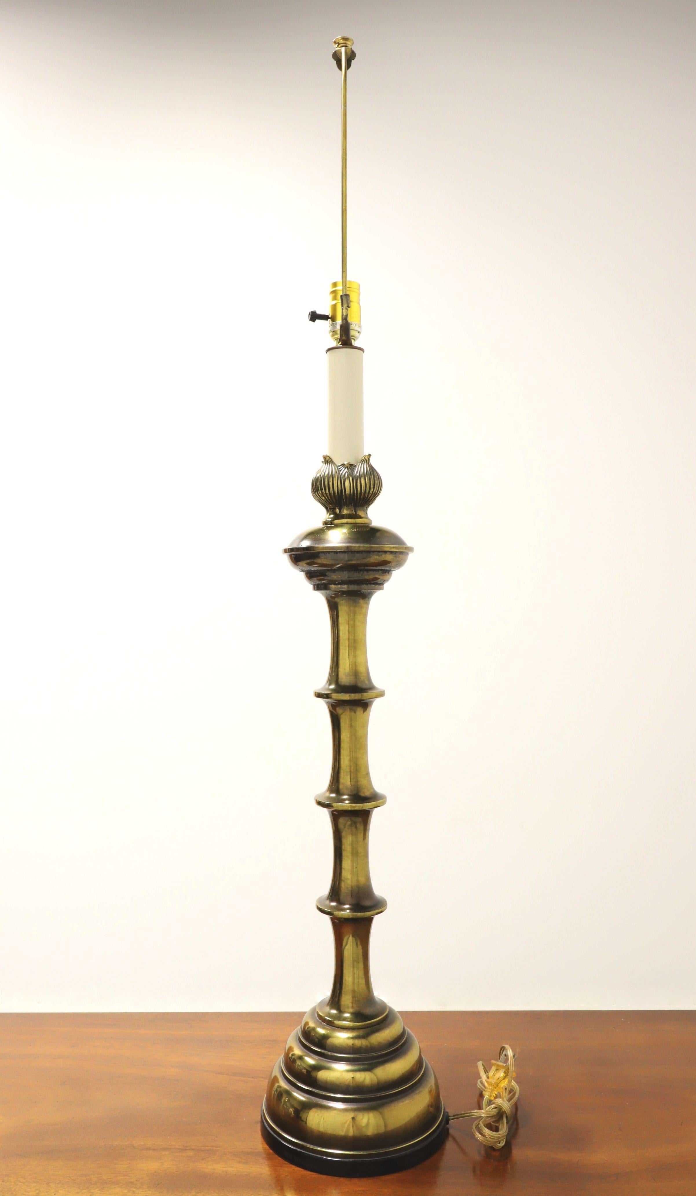 American 1960's Extra Large Faux Bamboo Brass Table Lamp For Sale