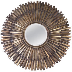 extra Large Miroir Sunburst en métal doré des années 1960