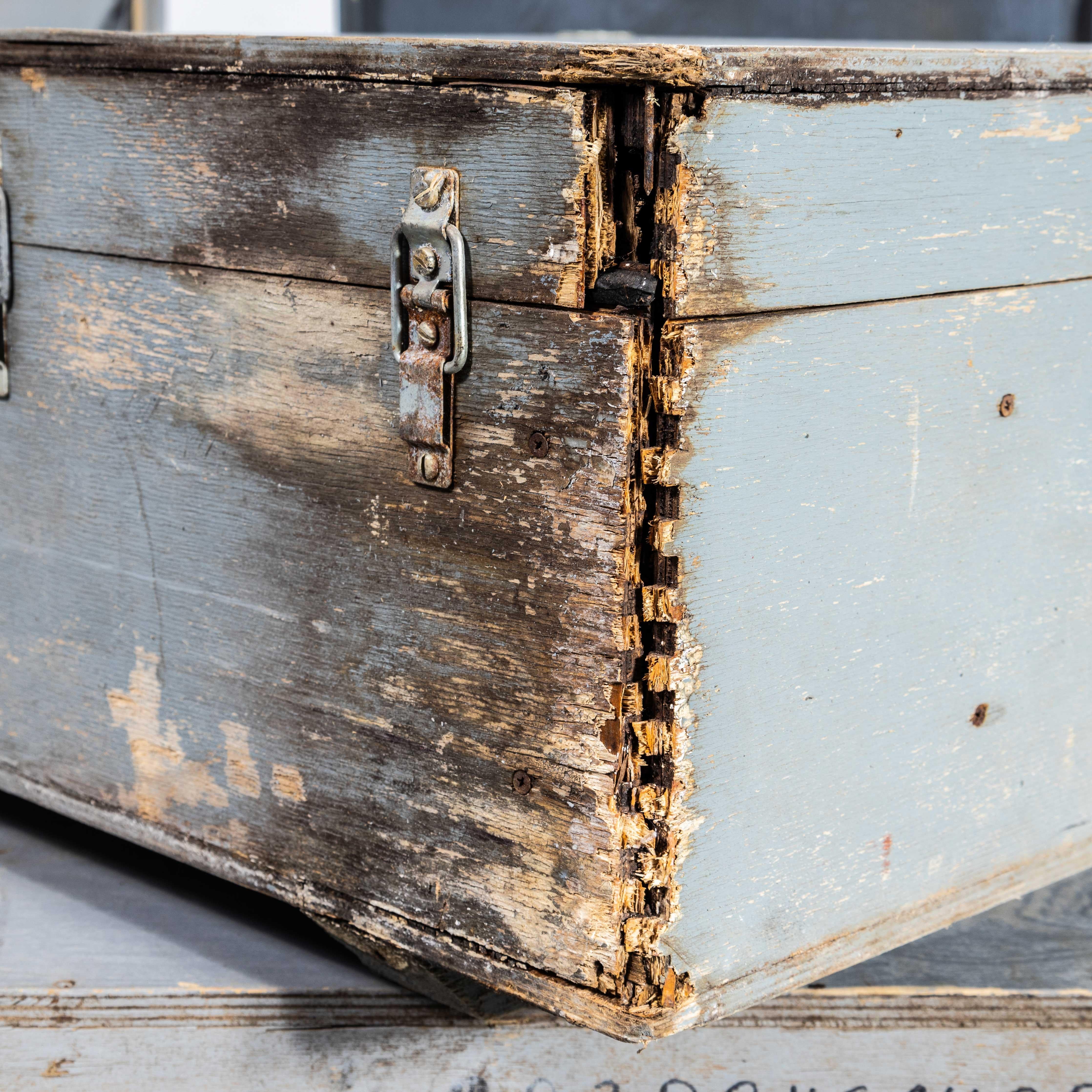 Wood 1960's Extra Large Industrial Equipment Boxes - Set Of Five For Sale