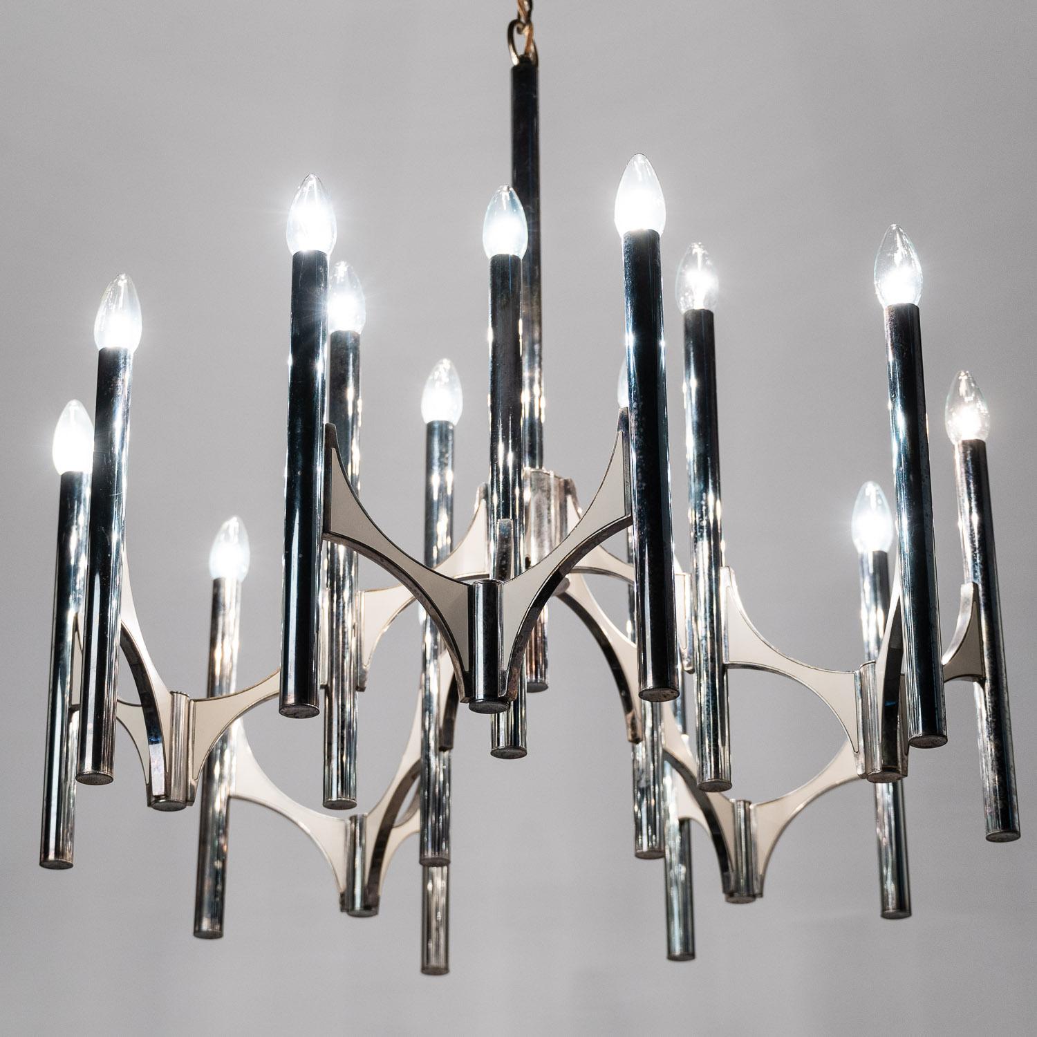 1960s Extra Large, Silver Plated Brass Chandelier by Gaetano Sciolari 7