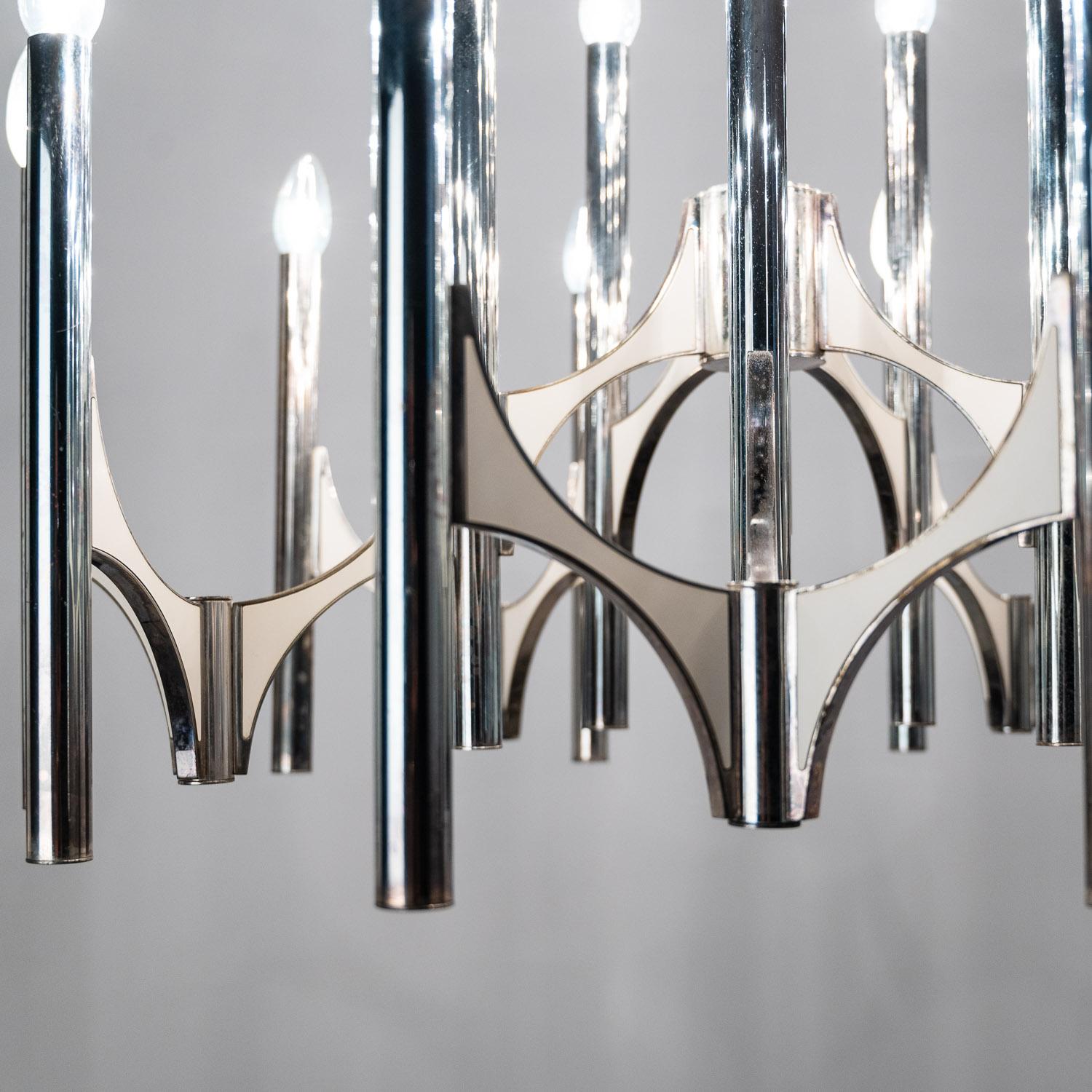1960s Extra Large, Silver Plated Brass Chandelier by Gaetano Sciolari 8