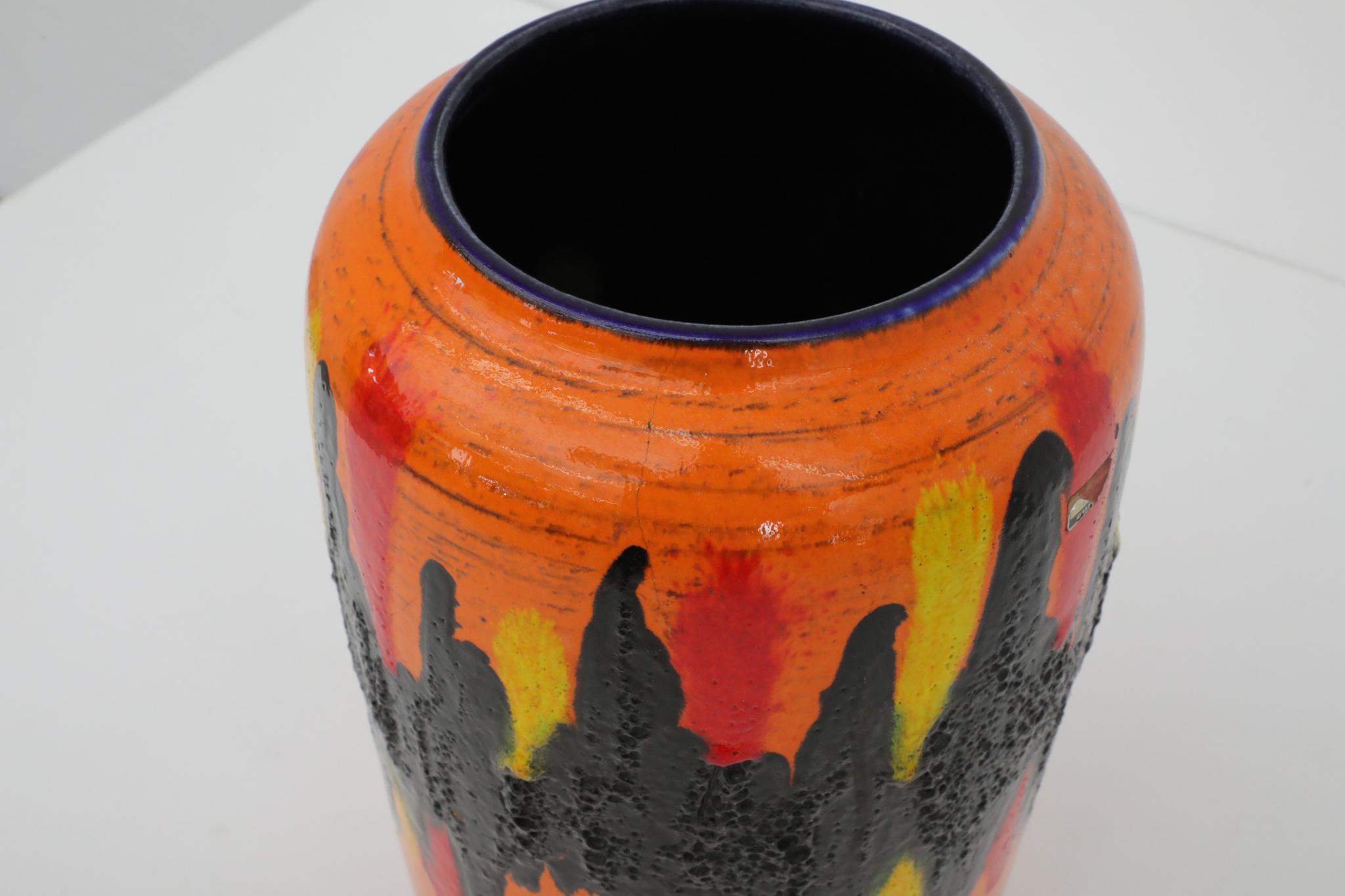 Vaso extra large in ceramica con smalto arancione della Germania occidentale di Scheurich del 1960 in vendita 4