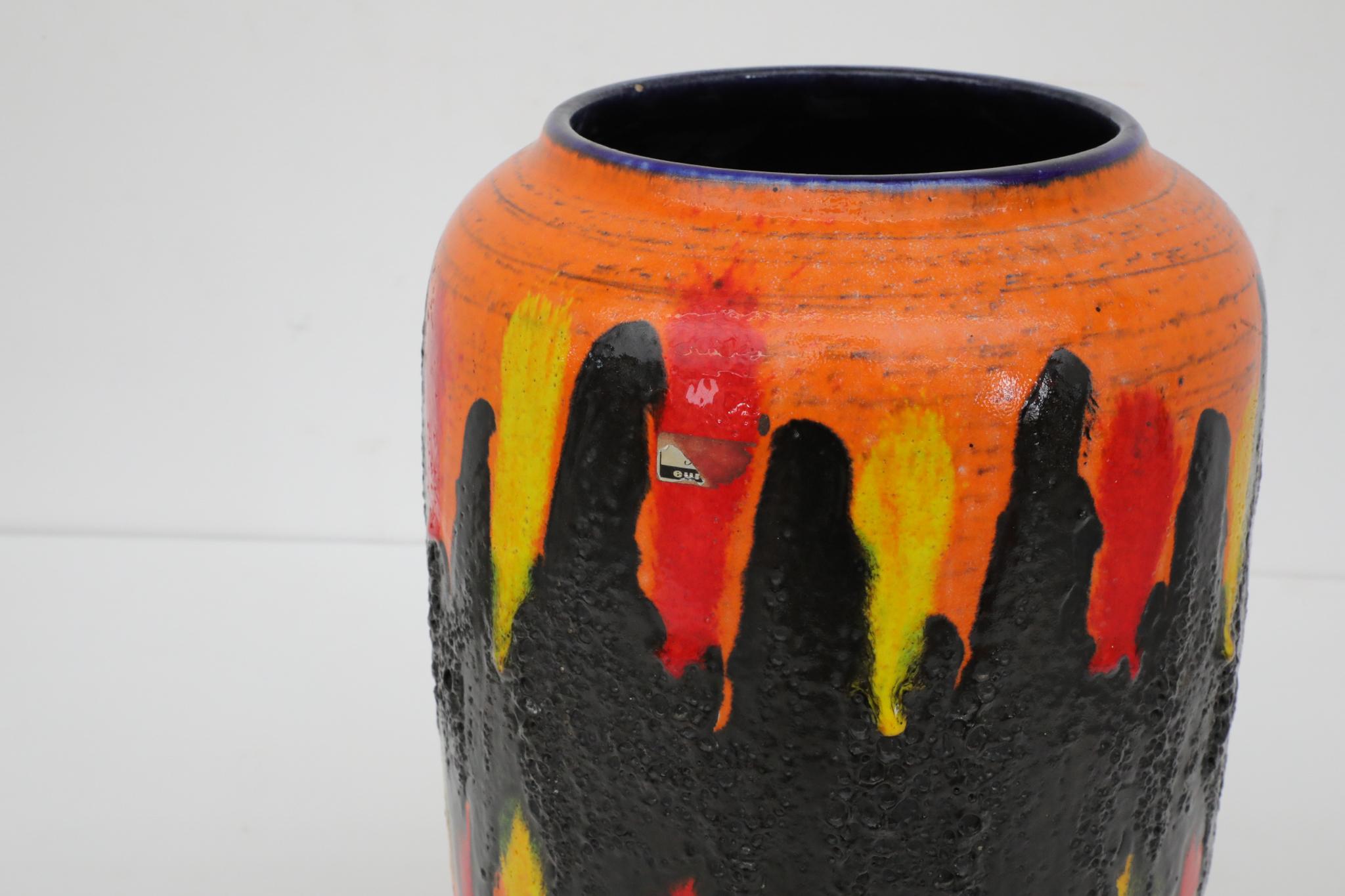 Vaso extra large in ceramica con smalto arancione della Germania occidentale di Scheurich del 1960 in vendita 5