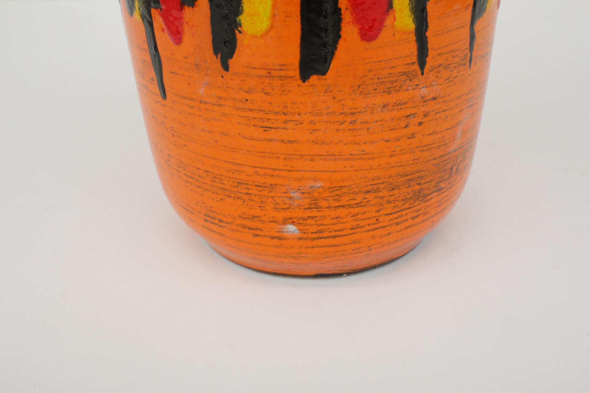 Vaso extra large in ceramica con smalto arancione della Germania occidentale di Scheurich del 1960 in vendita 8