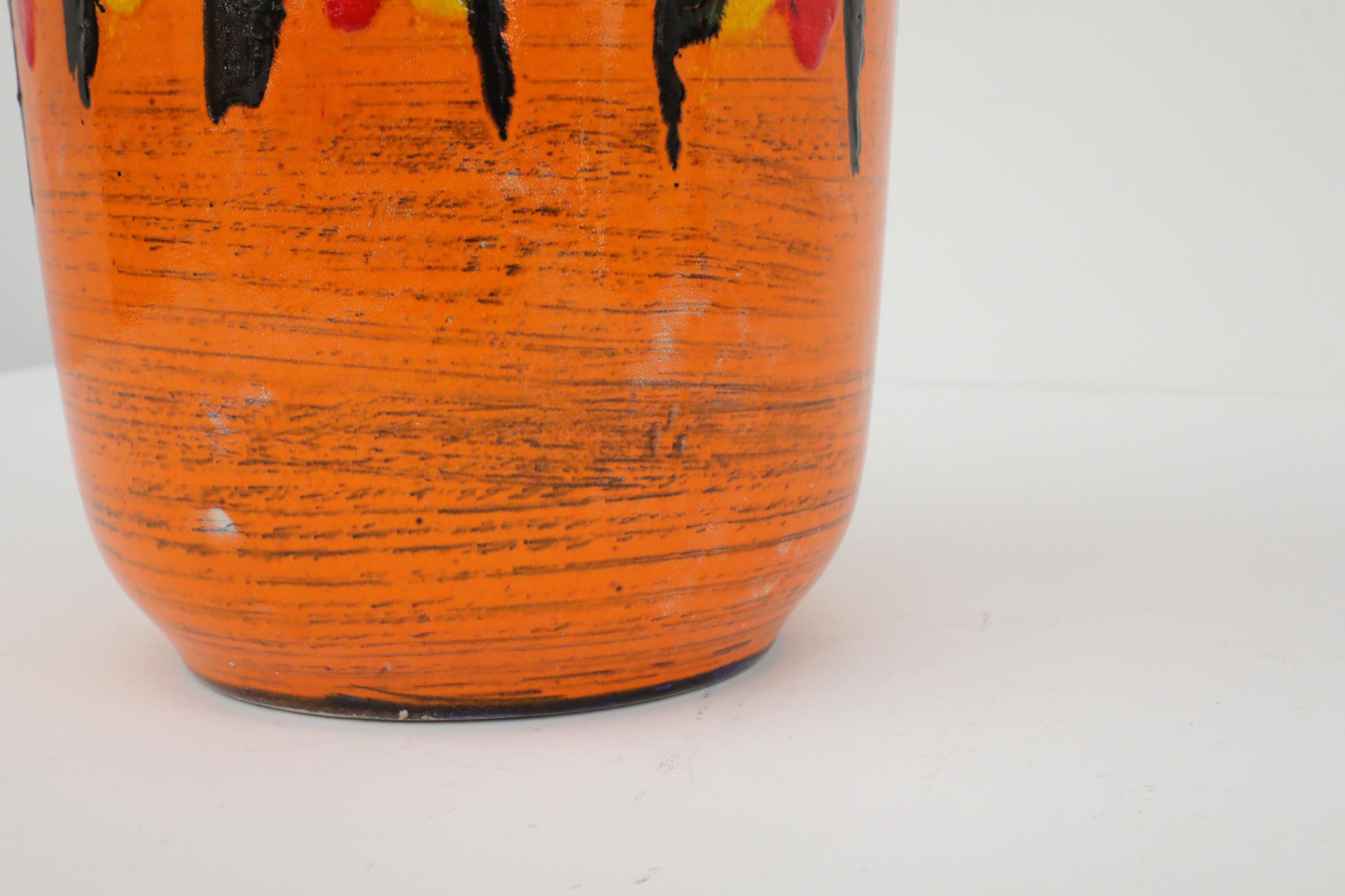Vaso extra large in ceramica con smalto arancione della Germania occidentale di Scheurich del 1960 in vendita 10