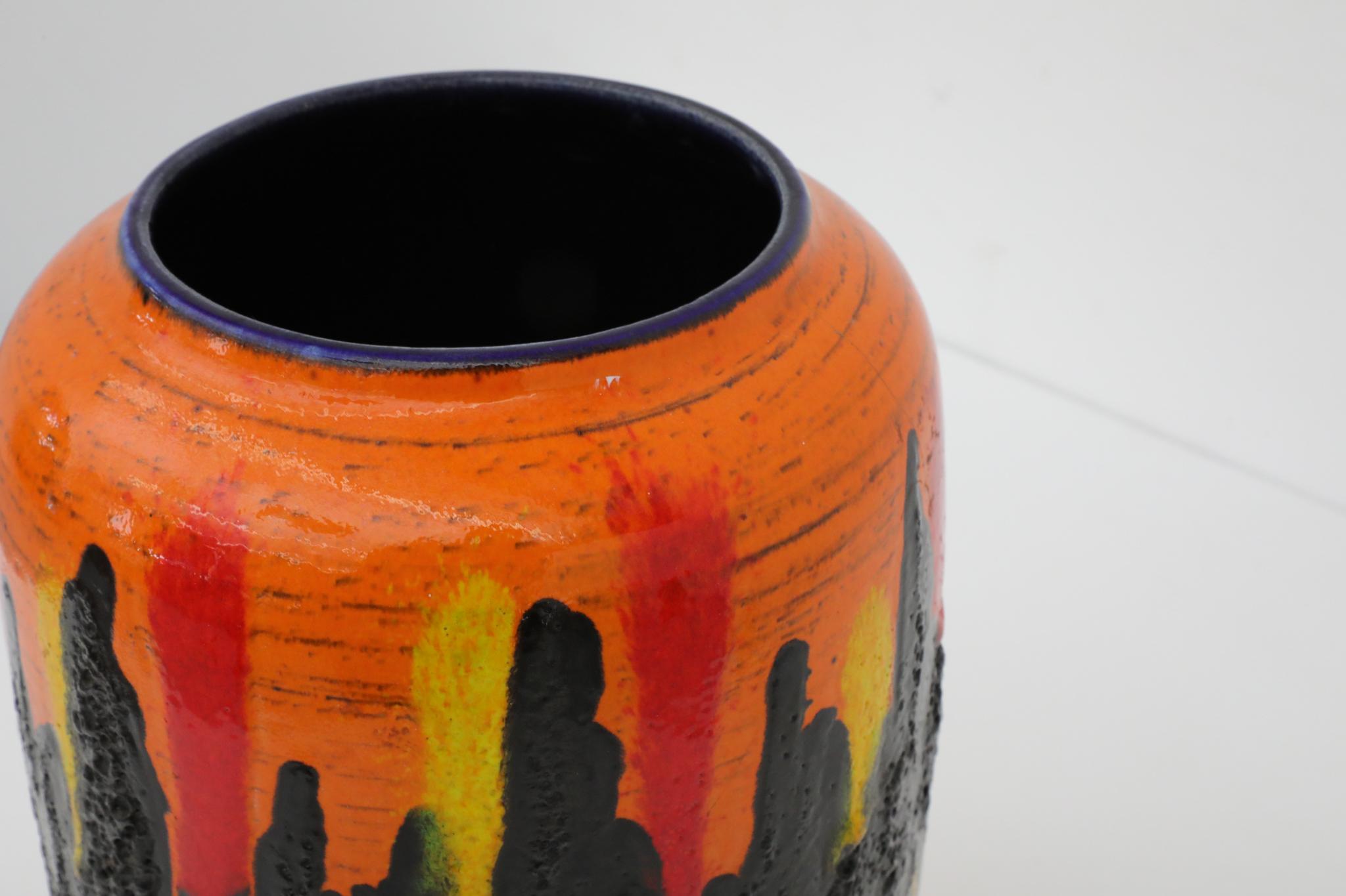 Vaso extra large in ceramica con smalto arancione della Germania occidentale di Scheurich del 1960 in vendita 11
