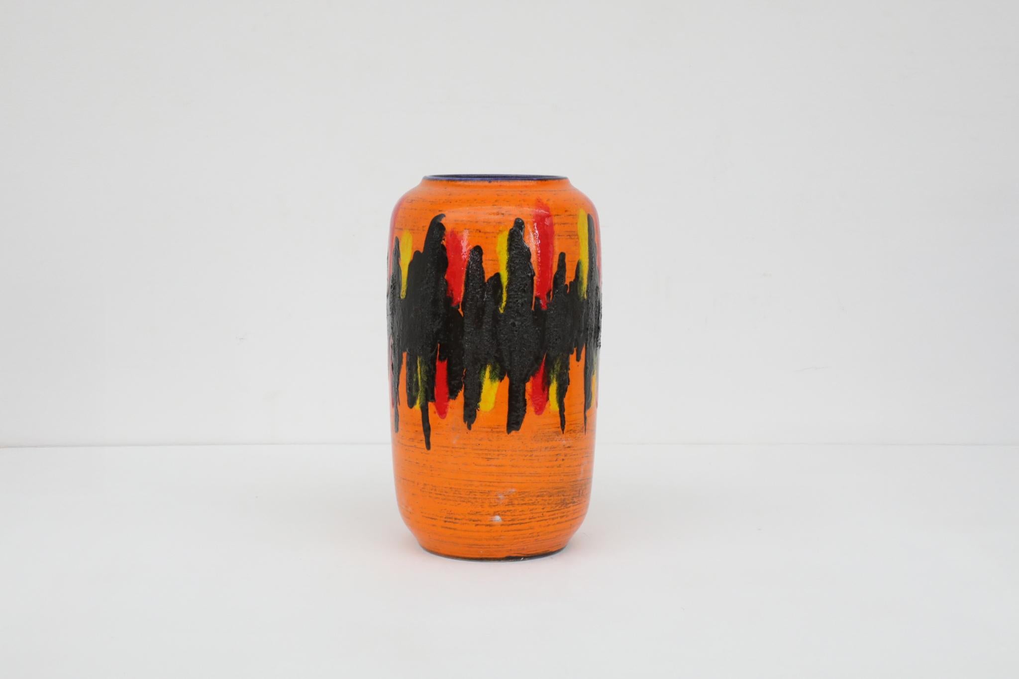 Vaso extra large in ceramica con smalto arancione della Germania occidentale di Scheurich del 1960 In condizioni buone in vendita a Los Angeles, CA