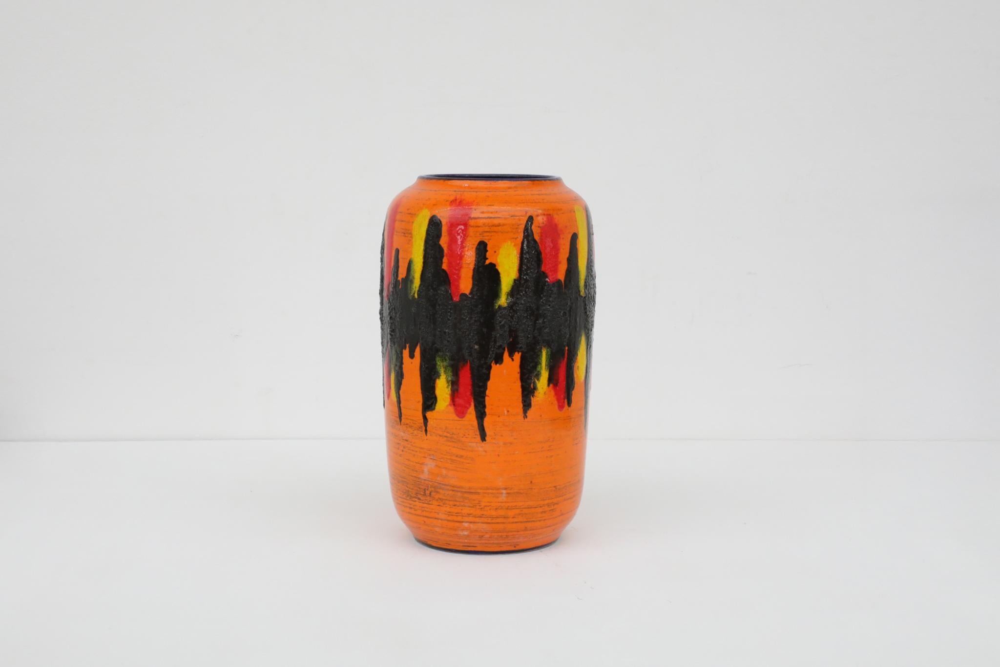 XX secolo Vaso extra large in ceramica con smalto arancione della Germania occidentale di Scheurich del 1960 in vendita