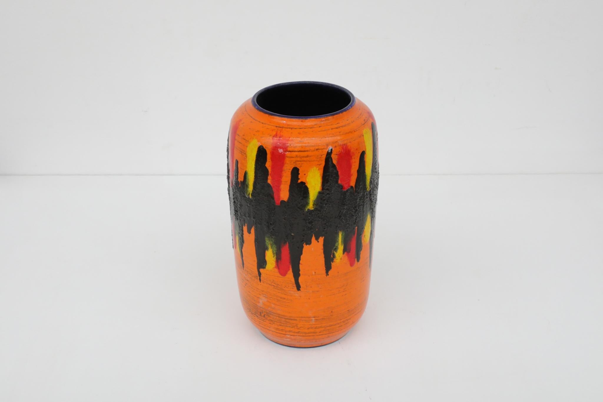 Ceramica Vaso extra large in ceramica con smalto arancione della Germania occidentale di Scheurich del 1960 in vendita