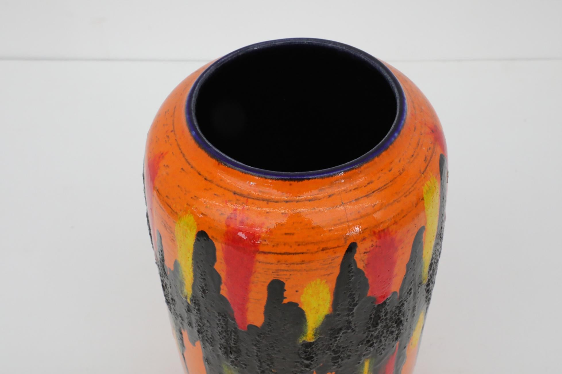 Vaso extra large in ceramica con smalto arancione della Germania occidentale di Scheurich del 1960 in vendita 1