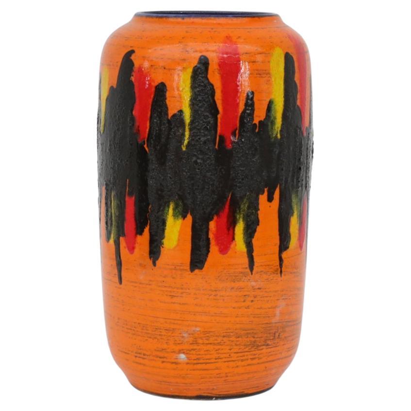 Vaso extra large in ceramica con smalto arancione della Germania occidentale di Scheurich del 1960
