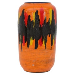 1960s Extra Large West German Orange Glaze Ceramic Vase by Scheurich