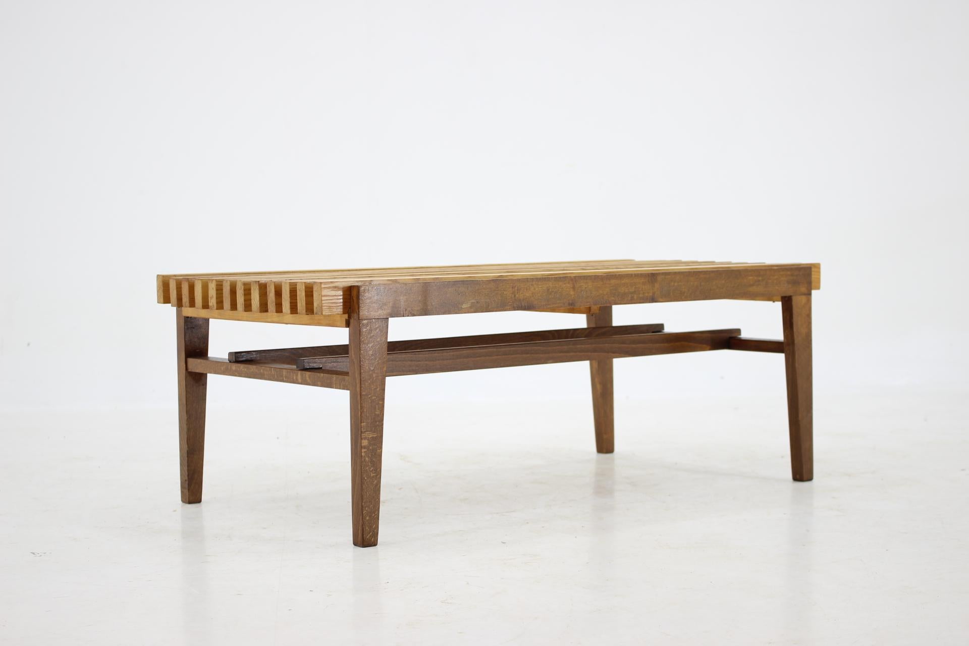 Wood 1960s F. Mezulanik Flower Bench Stand, Czechoslovakia