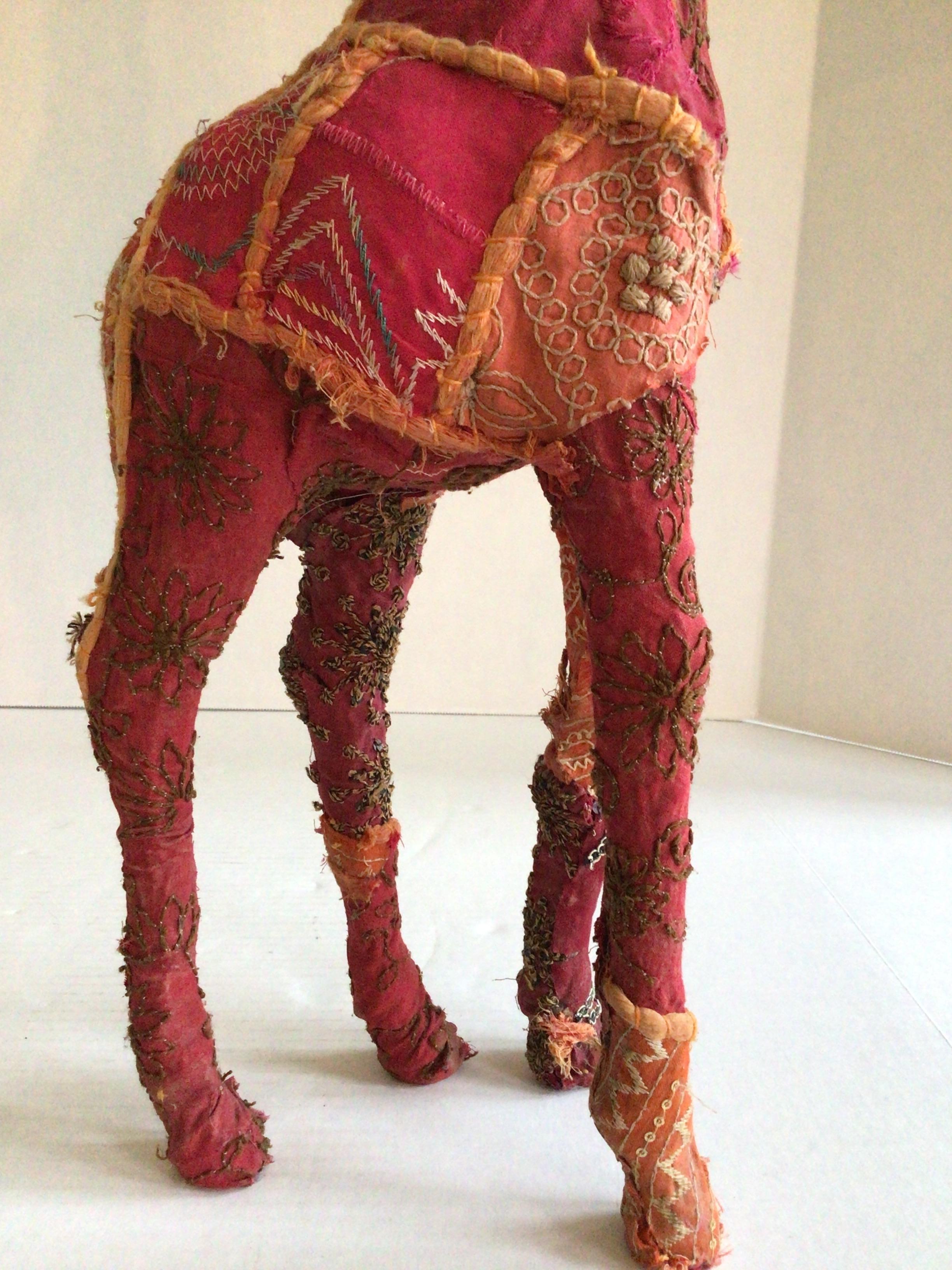 1960s Fabric Wrapped Giraffe Sculpture With Embroidered Embellishments For Sale 1