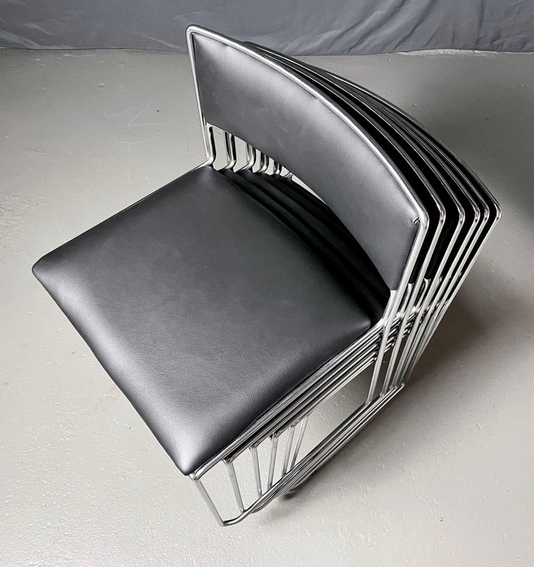 1960s Fabricius / Kastholm Fk90 Chrome and Black Leather Stacking